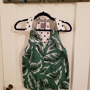 Anthropologie green palm leaf top